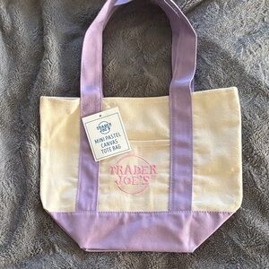 NWT in hand Trader Joe’s lavender purple pastel mini tote